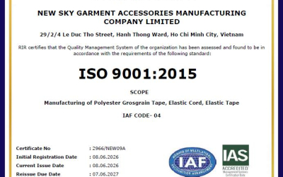 NEW SKY ĐẠT CHỨNG NHẬN ISO 9001:2015 – CAM KẾT CHẤT LƯỢNG TRONG TỪNG SẢN PHẨM